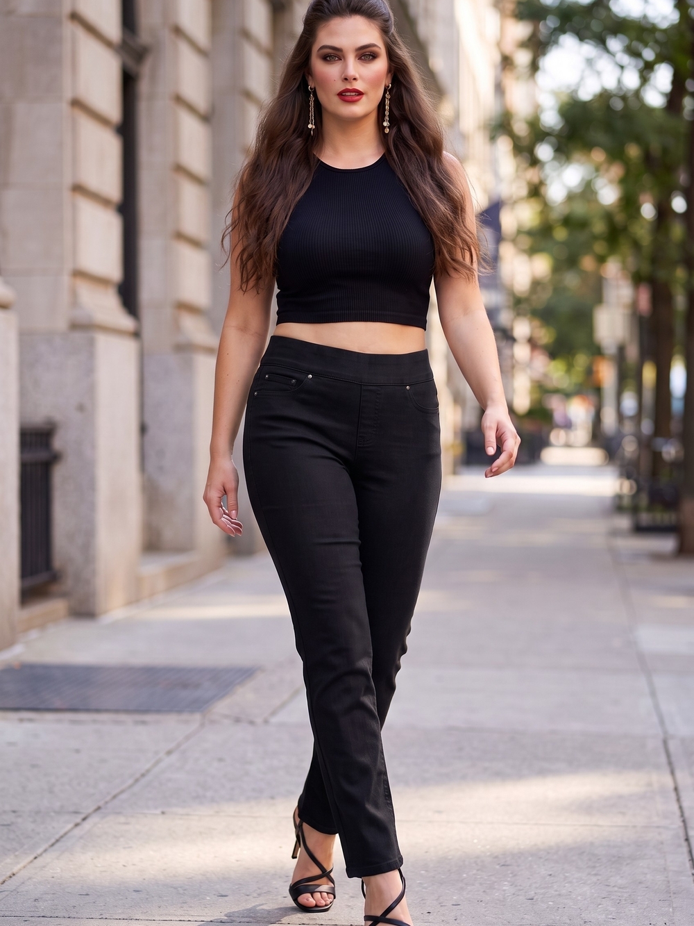 NEW Style & Co. Black Straight Hang Low Rise Pull On Jeans